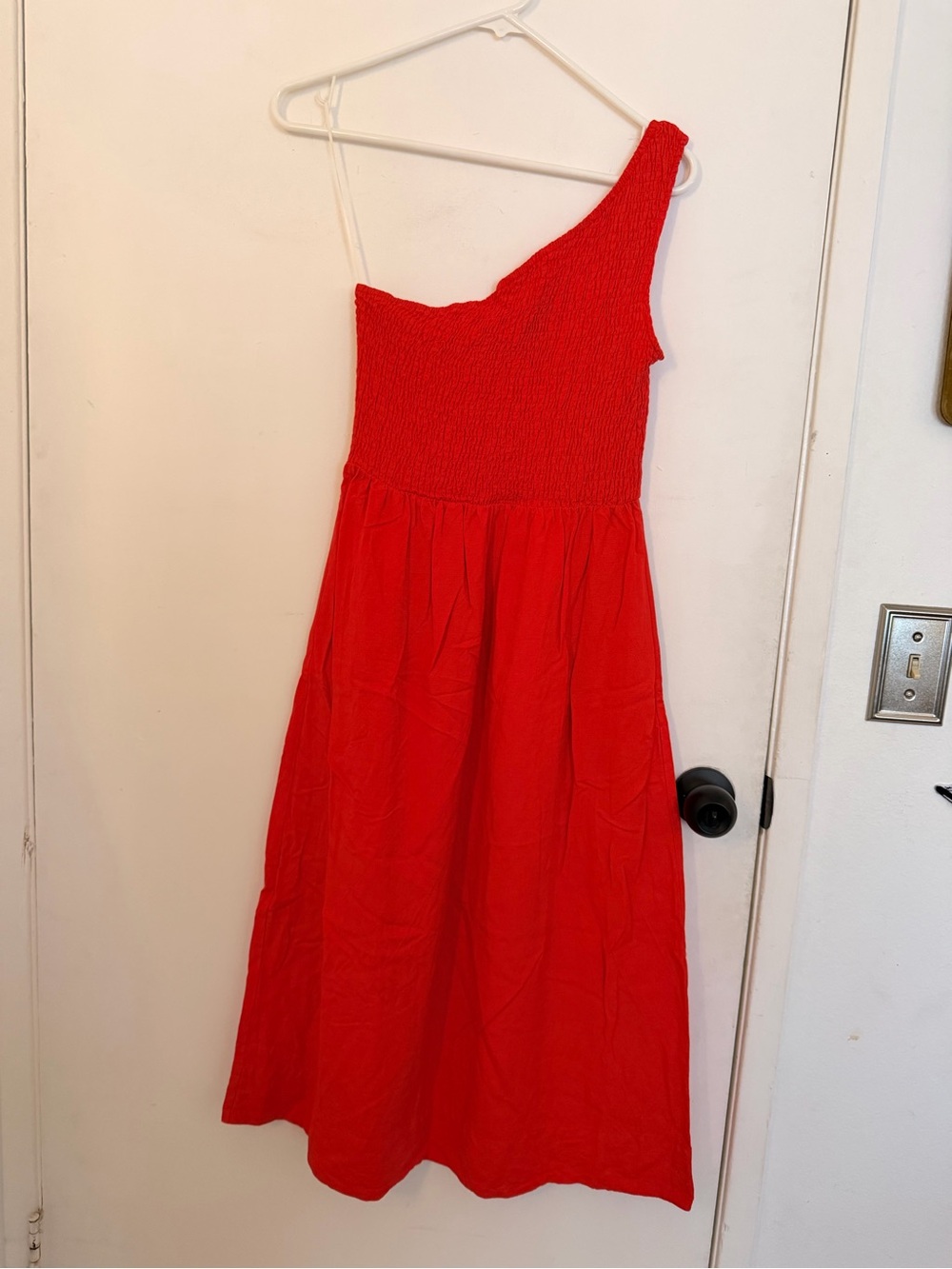 Lucy Paris One-Shoulder Red Midi Dress